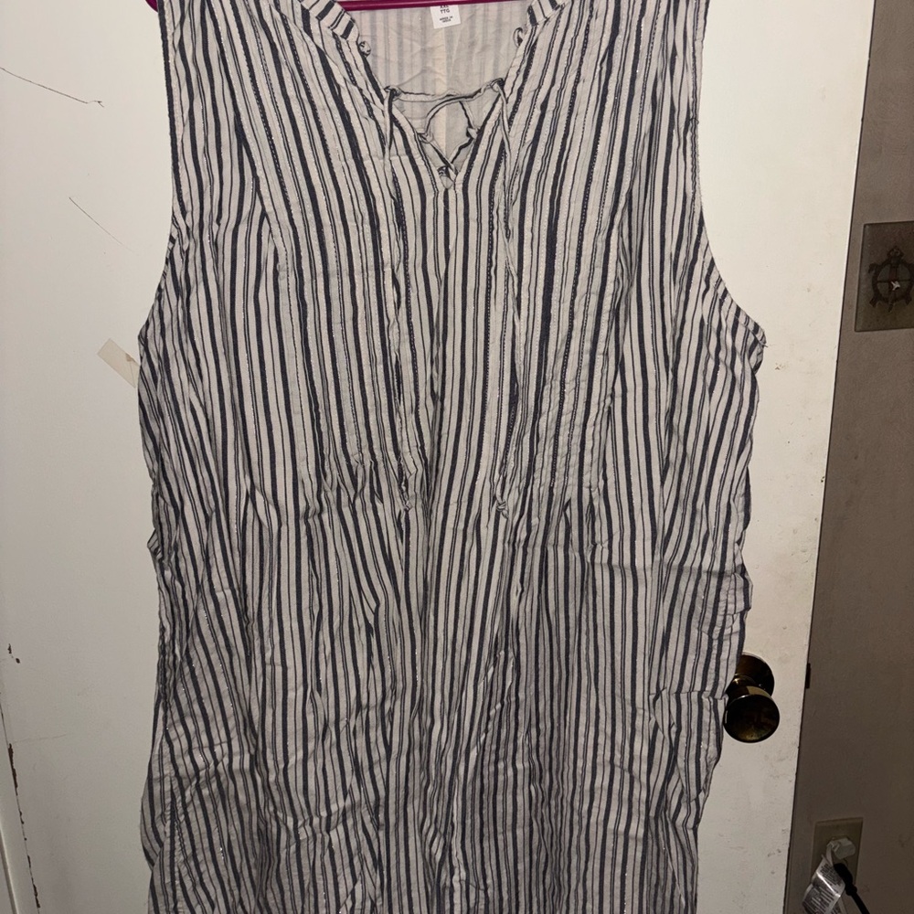 Old Navy Blue and White Lace-Up Dress